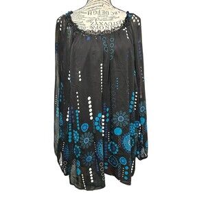 Officecore Tunic Women’s Plus 22-24 Long Sheer Sleeves Cami Inlay Whimsigoth
